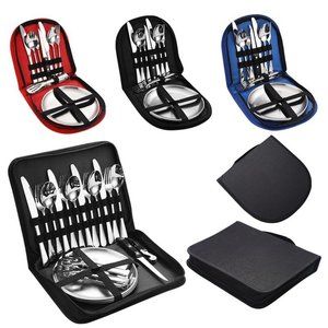 Camping lightweight Stainless Steel Flatware Set Knife Fork Spoon Plate